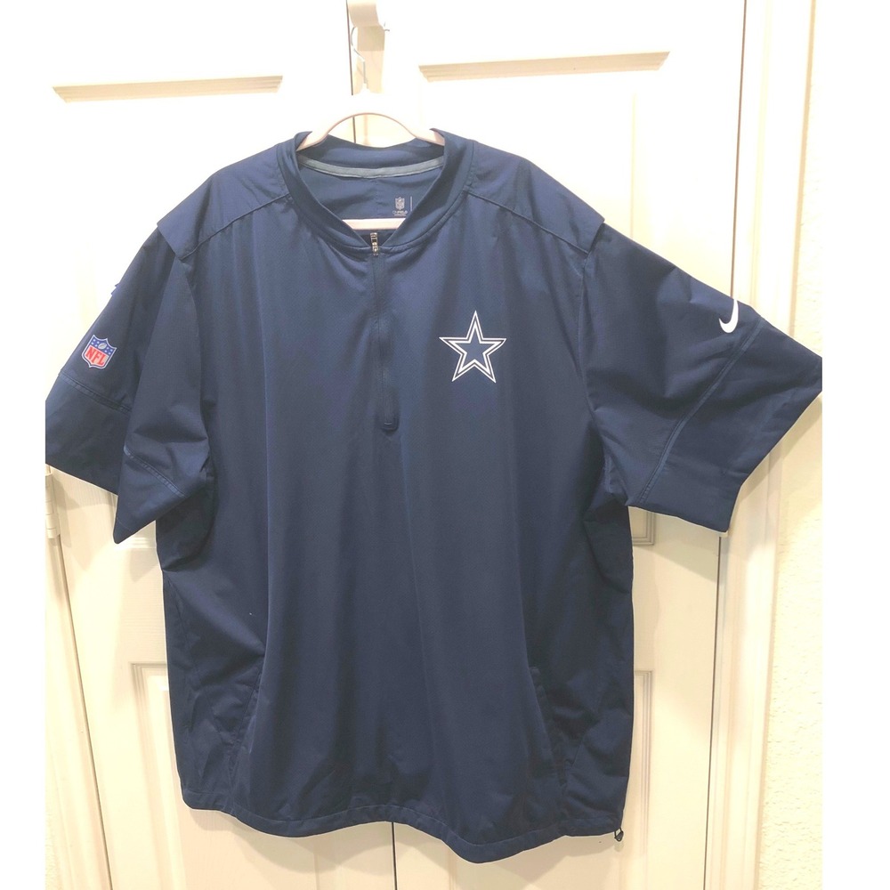 Nike NFL Dallas Cowboys Mens 4XL Blue Quarter Zip Short Sleeve Windshirt 813195